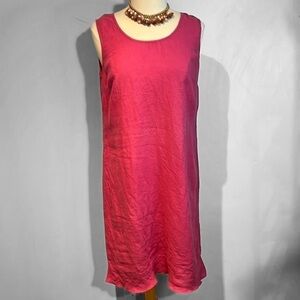 Blue Illusion 100% linen hot pink A-line sleeveless dress size medium